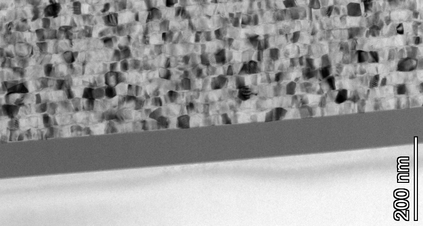 TEM image showing a 200 multinanolayered coating of 20 nm of PVD Al and 1 nm of ALD Al2O3